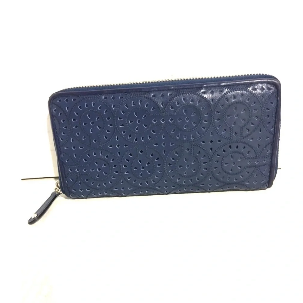 Coach navy blue leather wallet